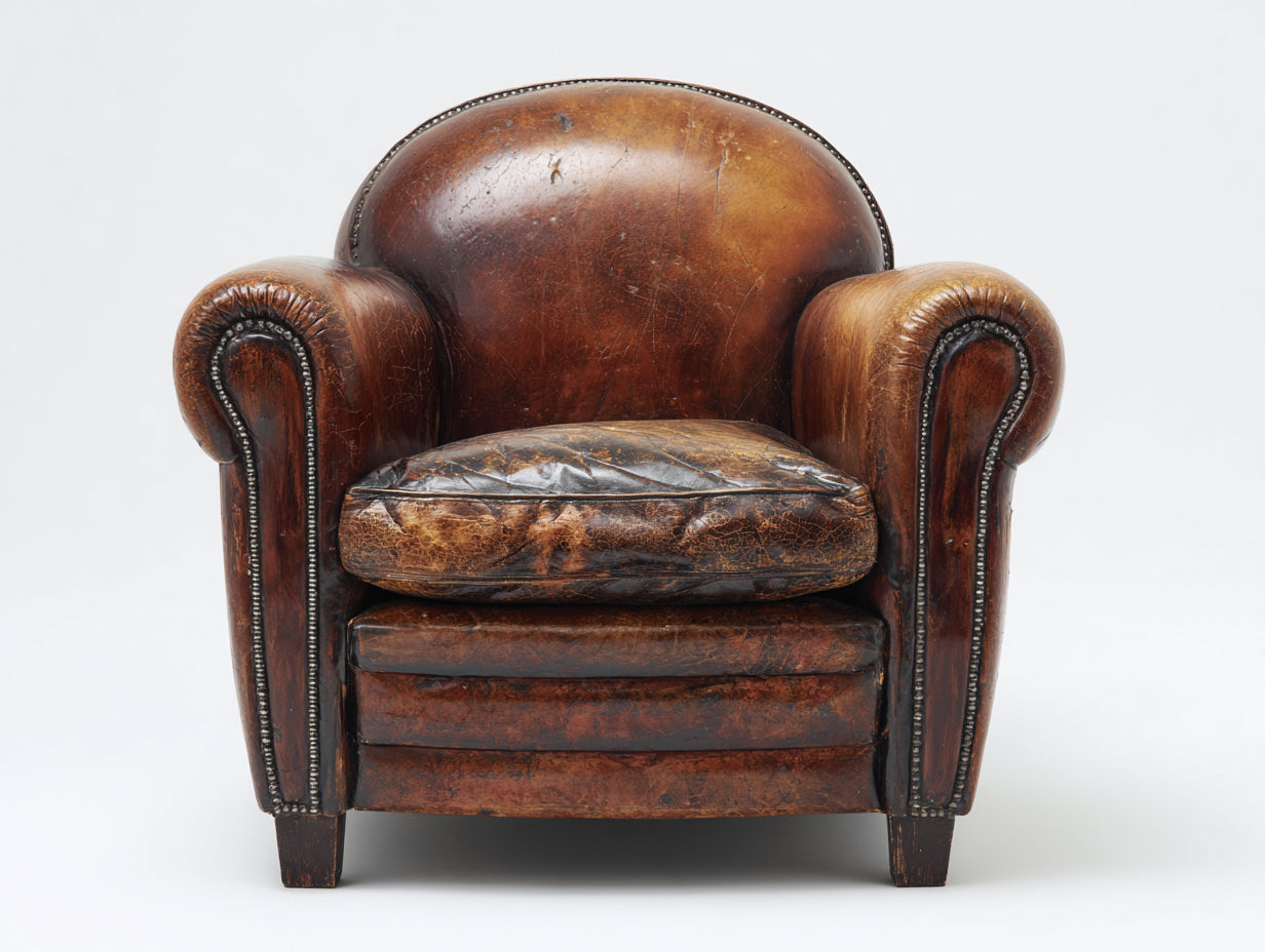 Fauteuil en cuir vintage 80x78x85 cm - fauteuil club cuir vieilli marron - design classique pour salon bureau et espace lecture