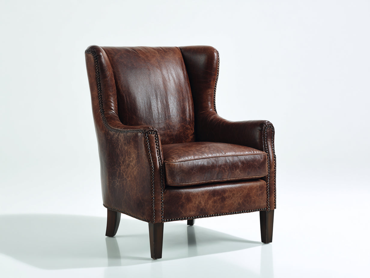 Fauteuil en cuir vintage 85x90x110 cm - fauteuil de salon style classique cuir vieilli marron - design capitonné élégant