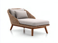 Bain de soleil - chaise longue en rotin naturel avec coussin beige style extérieur moderne 180x70x80 cm détente jardin