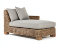 Bain de soleil en rotin 200x75x65 cm - chaise longue de jardin style naturel - rotin tressé brun avec structure bois - design extérieur contemporain
