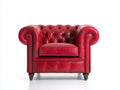 Fauteuil 110 x 92 x 78 cm en cuir synthétique rouge - Fauteuil Chesterfield capitonné avec accoudoirs roulés - Style classique pour salon et bureau