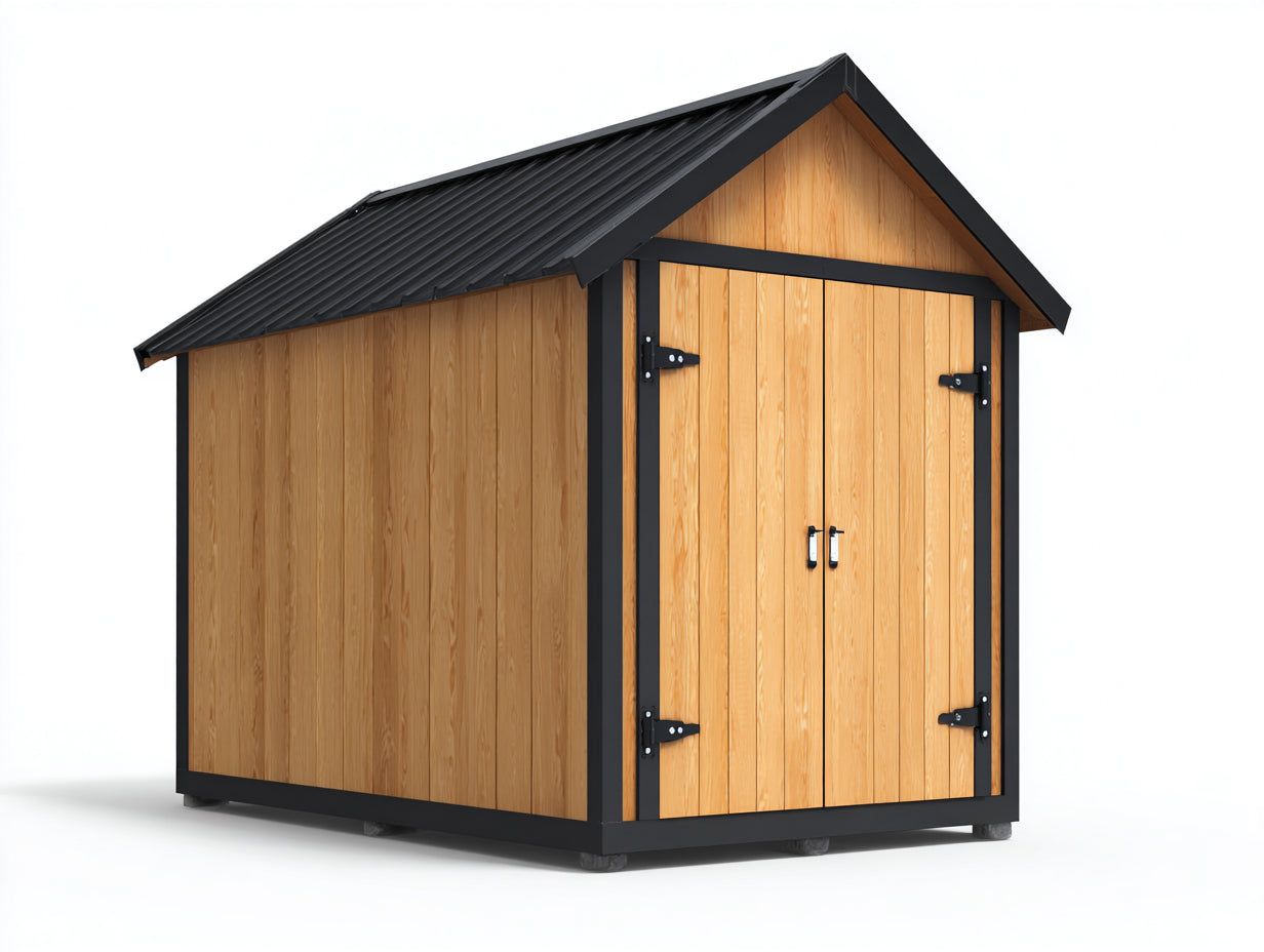 Abri de jardin en bois massif 200x160x210 cm - Bois naturel - Toit incliné moderne et espace de rangement extérieur