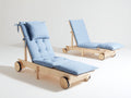 Bain de soleil bois naturel roues design moderne 190x60x85 cm - lot de 2 - style extérieur