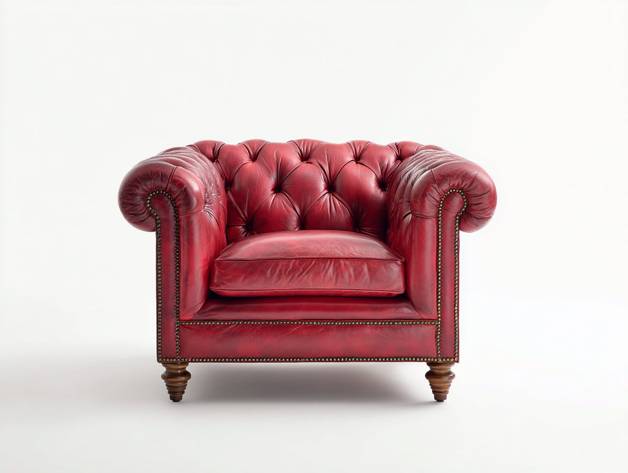 Fauteuil chesterfield en cuir rouge 85x80x75 cm - fauteuil capitonné design classique pour salon bureau et espace lecture
