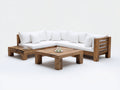 Canapé de jardin canapé d angle bois massif ensemble salon exterieur table basse bois 240x240x70 cm - bois blanc - design naturel moderne