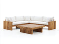 Canapé de jardin en bois massif avec coussins blancs design d'angle moderne extérieur 260x260x70 cm
