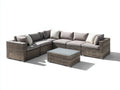 Canapé de jardin résine tressée 260x260x78 cm avec table basse - gris-beige - style moderne