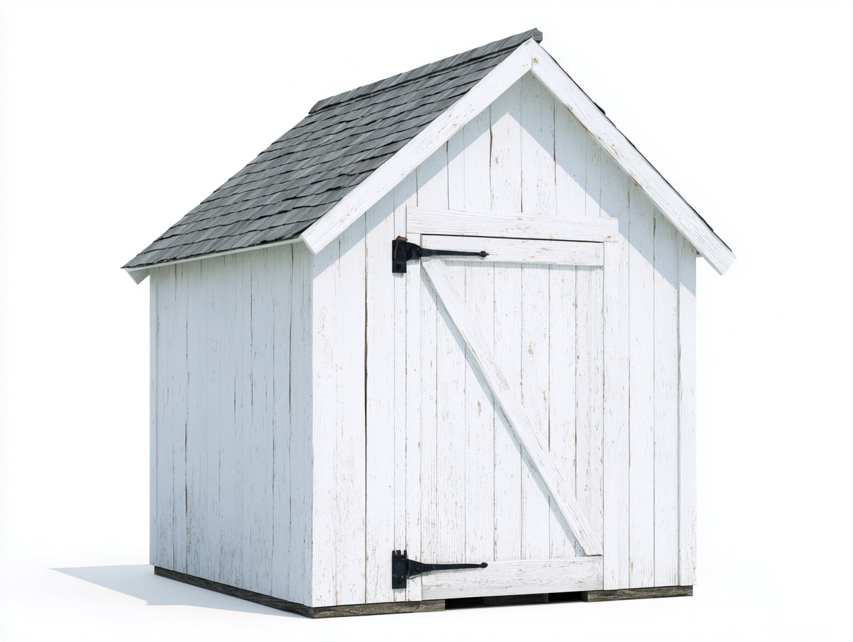 Abri de jardin - cabane en bois blanc toit shingle gris 140x120x190 cm style rustique extérieur